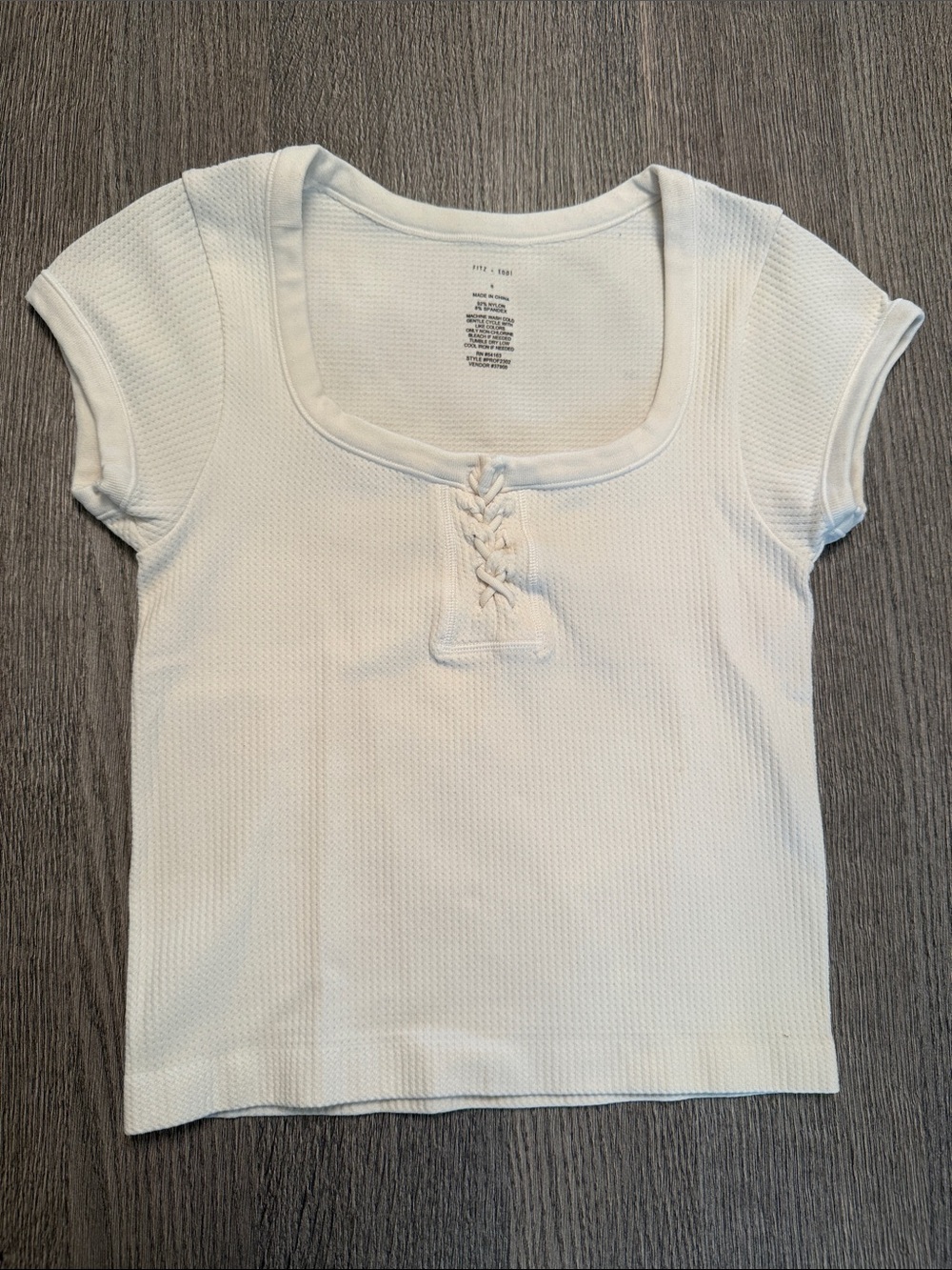 Short-Sleeve White Lace-Up Scoop Tee